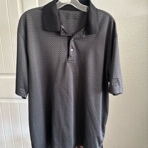 Men's Black Patterned Polo Shirt